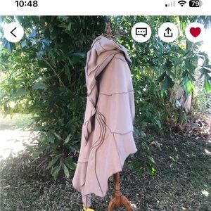 Hooded fleece leaf poncho